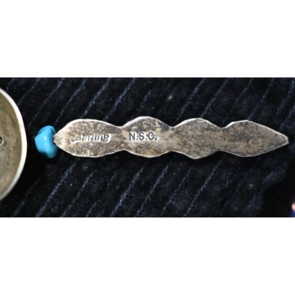 Native American Turquoise Dream Catcher Feather Dangle Earrings - Hallmarked - Picture 4 of 4